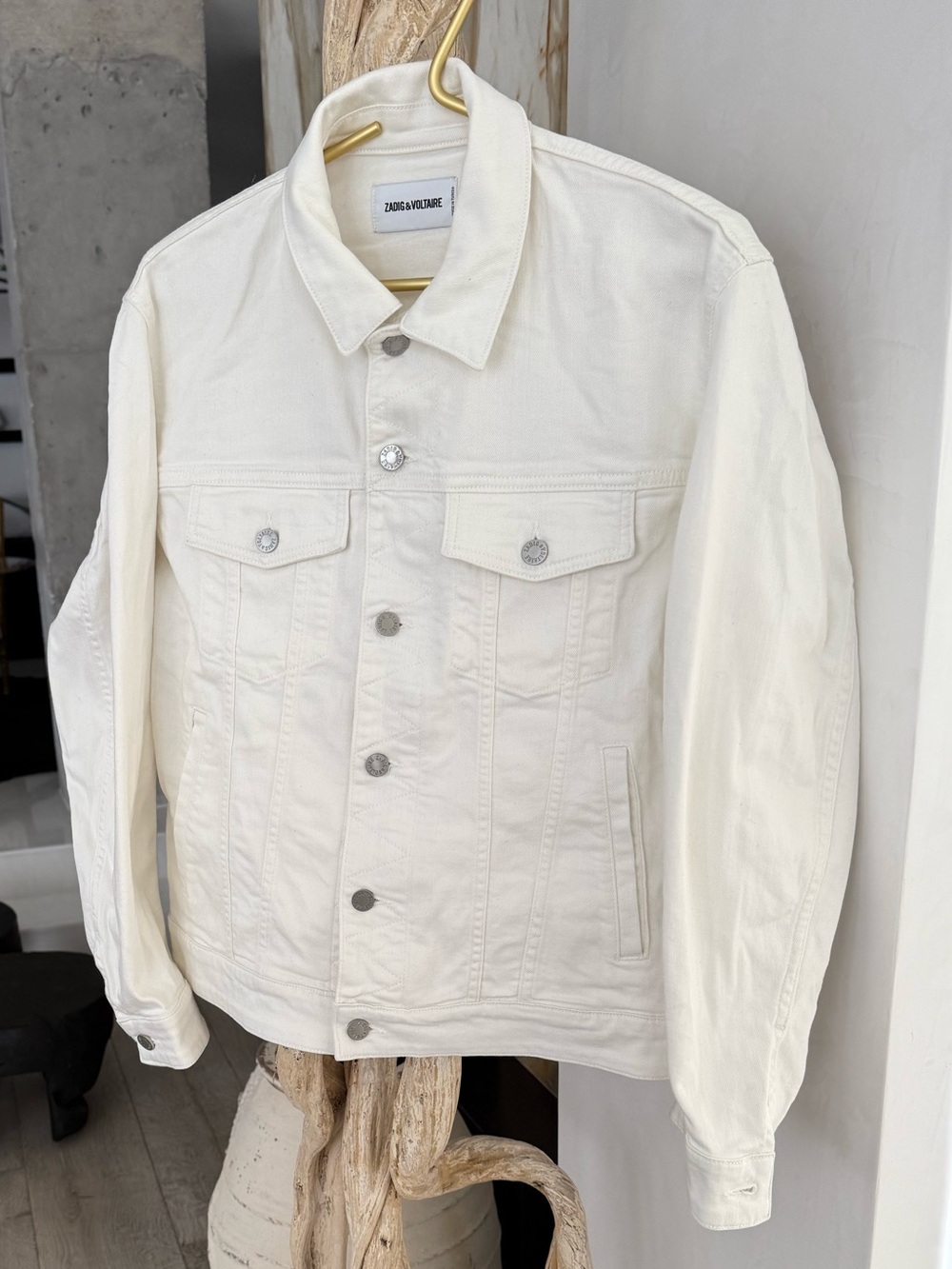 ZADIG&VOLTAIRE White Denim Jacket with Pastel Skull Graphic - Picture 11 of 12